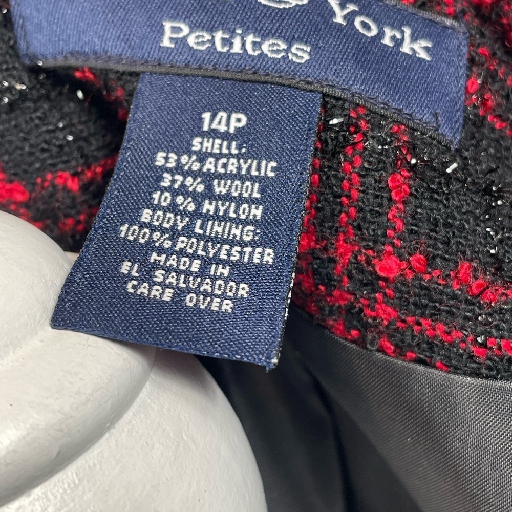 Preston & York Petites Red Plaid Wool-Blend Jacket | Size 14P - Picture 2 of 6